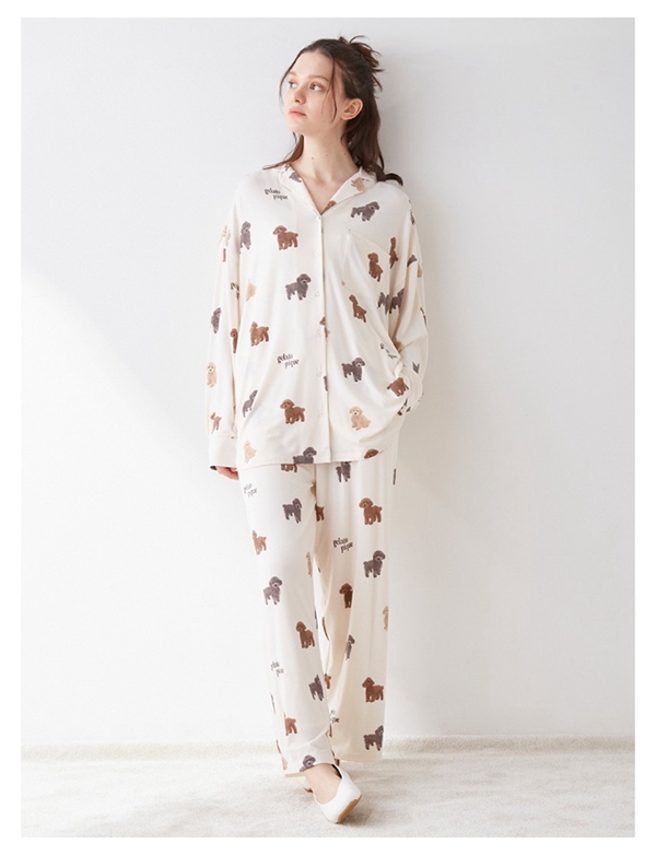 ジェラートピケ gelato pique レディース DOG3柄 シャツ＋ロング
